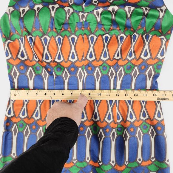 Boden Dress Womens 10R Blue Orange Green Geometric Print Sleeveless Sheath Lined - Picture 4 of 15